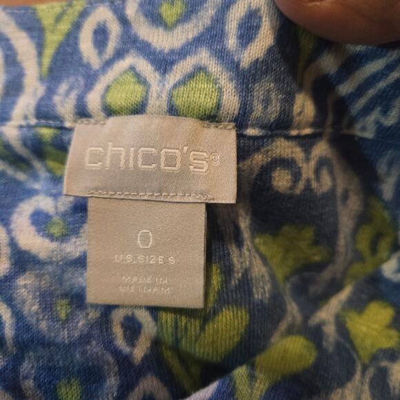 Chico’s Blue Green Linen 3/4 Sleeve Blouse Size 0 Small - Picture 4 of 8
